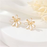1 Pair Simple Style Flower Inlay Copper Rhinestones Ear Studs sku image 1