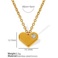 Titanium Steel 18K Gold Plated Basic Retro Classic Style Inlay Geometric Water Droplets Heart Shape Zircon Pendant Necklace sku image 2