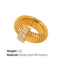 Titan Stahl IG-Stil Übertrieben Toller Stil Überzug Inlay Geometrisch Einfarbig Zirkon Ringe Armbänder Halskette sku image 3