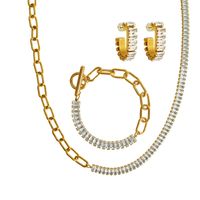 Titanium Steel French Style Modern Style Plating Inlay C Shape Geometric Zircon Bracelets Earrings Necklace main image 2