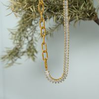 Titanium Steel French Style Modern Style Plating Inlay C Shape Geometric Zircon Bracelets Earrings Necklace main image 1