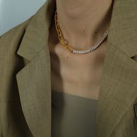 Titanium Steel French Style Modern Style Plating Inlay C Shape Geometric Zircon Bracelets Earrings Necklace sku image 3