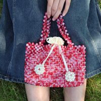 Frau Mittel PVC Einfarbig Basic Strassenmode Perlen Quadrat Offen Handtasche main image 1