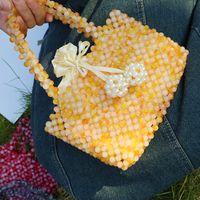 Frau Mittel PVC Einfarbig Basic Strassenmode Perlen Quadrat Offen Handtasche sku image 2