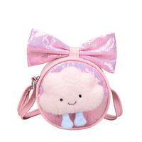 Enfants Petit Faux Cuir Des Nuages Noeud D'Arc Mignon Paillettes Rond Fermeture Éclair Sac Bandoulière sku image 3