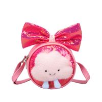 Kid'S Small Pu Leather Clouds Bow Knot Cute Sequins Round Zipper Crossbody Bag sku image 1