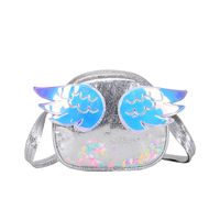 Girl'S Small Pu Leather Wings Cute Sequins Round Zipper Crossbody Bag main image 2