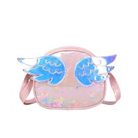 Girl'S Small Pu Leather Wings Cute Sequins Round Zipper Crossbody Bag sku image 4