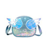 Girl'S Small Pu Leather Wings Cute Sequins Round Zipper Crossbody Bag sku image 5