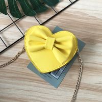 Unisex Small Pu Leather Solid Color Bow Knot Cute Heart-shaped Zipper Crossbody Bag sku image 4