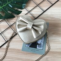 Unisex Small Pu Leather Solid Color Bow Knot Cute Heart-shaped Zipper Crossbody Bag sku image 6