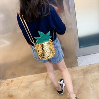Unisex Small Pu Leather Strawberry Pineapple Cute Sequins Oval Zipper Crossbody Bag main image 2