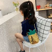 Unisex Small Pu Leather Strawberry Pineapple Cute Sequins Oval Zipper Crossbody Bag main image 5