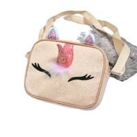 Enfants Petit Faux Cuir Licorne Mignon Carré Fermeture Éclair Sac Bandoulière main image 3