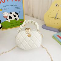 Women's Small Pu Leather Solid Color Cute Oval Zipper Crossbody Bag sku image 3