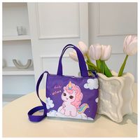 Unisexe Moyen Tissu Oxford Citrouille Licorne Mignon Carré Fermeture Éclair Sac À Main sku image 4