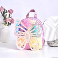 New Fashion Trendy Children's Backpack Plush Shiny Butterfly Laser Transparent Bag Butterfly Wings Backpack main image 1