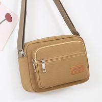 Men's Small Canvas Solid Color Basic Classic Style Zipper Crossbody Bag main image 4