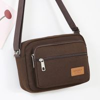 Men's Small Canvas Solid Color Basic Classic Style Zipper Crossbody Bag sku image 4