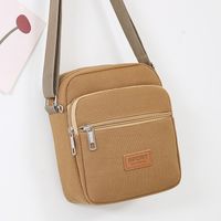 Men's Small Canvas Solid Color Basic Classic Style Zipper Crossbody Bag sku image 5
