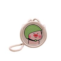 Women's Small Cotton Animal Cartoon Cute Weave Zipper Crossbody Bag sku image 2