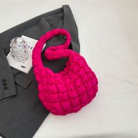 Women's Medium Canvas Solid Color Basic Classic Style Zipper Underarm Bag sku image 5