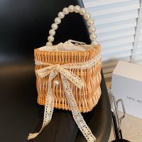 Women's Small Straw Solid Color Vacation Beach Beading Weave String Straw Bag main image 7