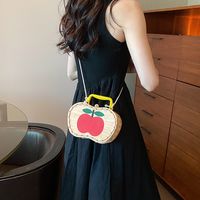 Women's Small Special Materials Fruit Eye Cute Weave Oval Lock Clasp Crossbody Bag main image 1