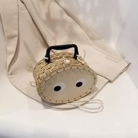 Women's Small Special Materials Fruit Eye Cute Weave Oval Lock Clasp Crossbody Bag sku image 2