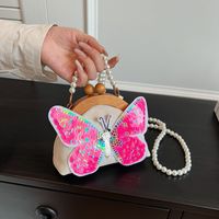 Frau Klein Segeltuch Schmetterling Süß Perlen Magnetschnalle Kuppeltasche main image 1