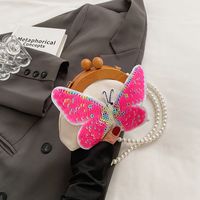 Frau Klein Segeltuch Schmetterling Süß Perlen Magnetschnalle Kuppeltasche sku image 2