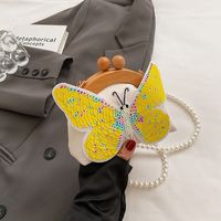 Frau Klein Segeltuch Schmetterling Süß Perlen Magnetschnalle Kuppeltasche sku image 1