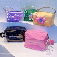 Women's Small Mixed Materials Letter Flower Cute Basic Square Zipper Cosmetic Bag main image 1