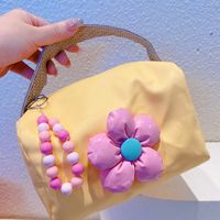 Women's Small Mixed Materials Letter Flower Cute Basic Square Zipper Cosmetic Bag sku image 5