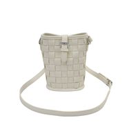 Women's Small Pu Leather Solid Color Streetwear Weave Magnetic Buckle Bucket Bag sku image 2