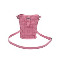 Women's Small Pu Leather Solid Color Streetwear Weave Magnetic Buckle Bucket Bag sku image 3
