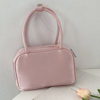 Women's Medium Satin Solid Color Basic Classic Style Zipper Handbag main image 4