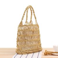 Women's Medium Plastic Paper Solid Color Beach Classic Style Weave Hollow String Beach Bag main image 4