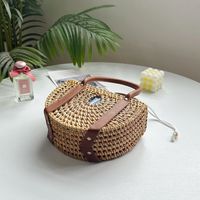 Women's Medium Rattan Solid Color Vacation Beach Weave String Straw Bag main image 3