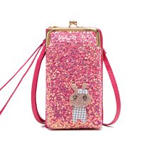 Women's Cartoon Solid Color Pu Leather Sequins Lock Clasp Wallets sku image 3