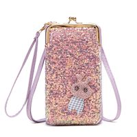 Women's Cartoon Solid Color Pu Leather Sequins Lock Clasp Wallets sku image 1