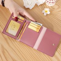 Women's Solid Color Flower Pu Leather Lock Clasp Wallets main image 5