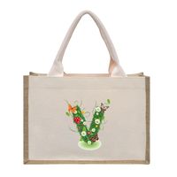Women's Medium Canvas Letter Basic Classic Style Open Shopping Bags sku image 24