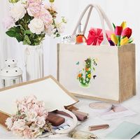 Women's Medium Canvas Letter Basic Classic Style Open Shopping Bags main image 3