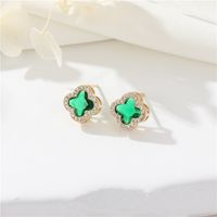 1 Pair Simple Style Flower Inlay Copper Zircon Ear Studs main image 3