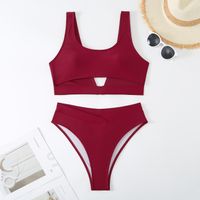 Women's Solid Color 2 Pieces Set Tankinis Swimwear main image 4