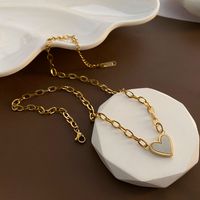 Titan Stahl 18 Karat Vergoldet Einfacher Stil Herzform Halskette main image 1