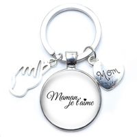 Casual MAMA Classic Style Letter Gesture Petal Zinc Alloy Printing Chain Inlay Glass Mother'S Day Keychain main image 1