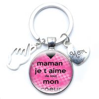 Casual MAMA Classic Style Letter Gesture Petal Zinc Alloy Printing Chain Inlay Glass Mother'S Day Keychain main image 3