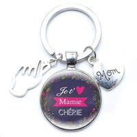 Casual MAMA Classic Style Letter Gesture Petal Zinc Alloy Printing Chain Inlay Glass Mother'S Day Keychain main image 4